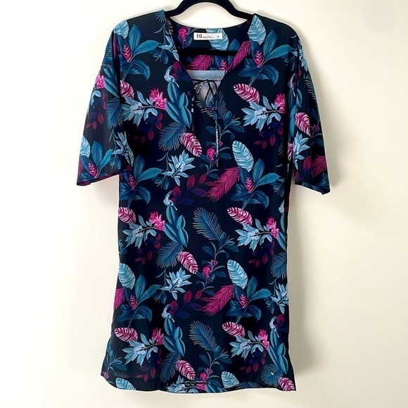 Fig FUNZI DRESS paradisio black Boxy dress V-neck Möbius LT knee length size XS - Picture 3 of 13